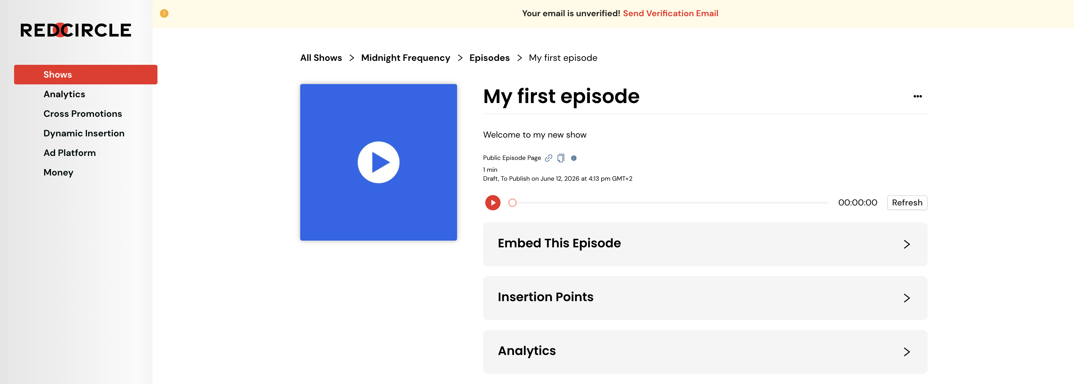 A RedCircle episode with dynamic ad insertion points